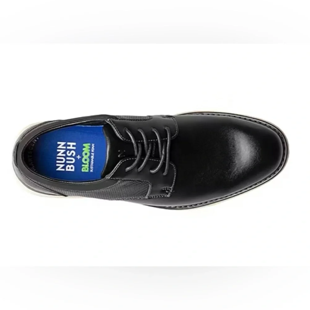 Nunn Bush Black Derby with Tan Sole Size 9.5
